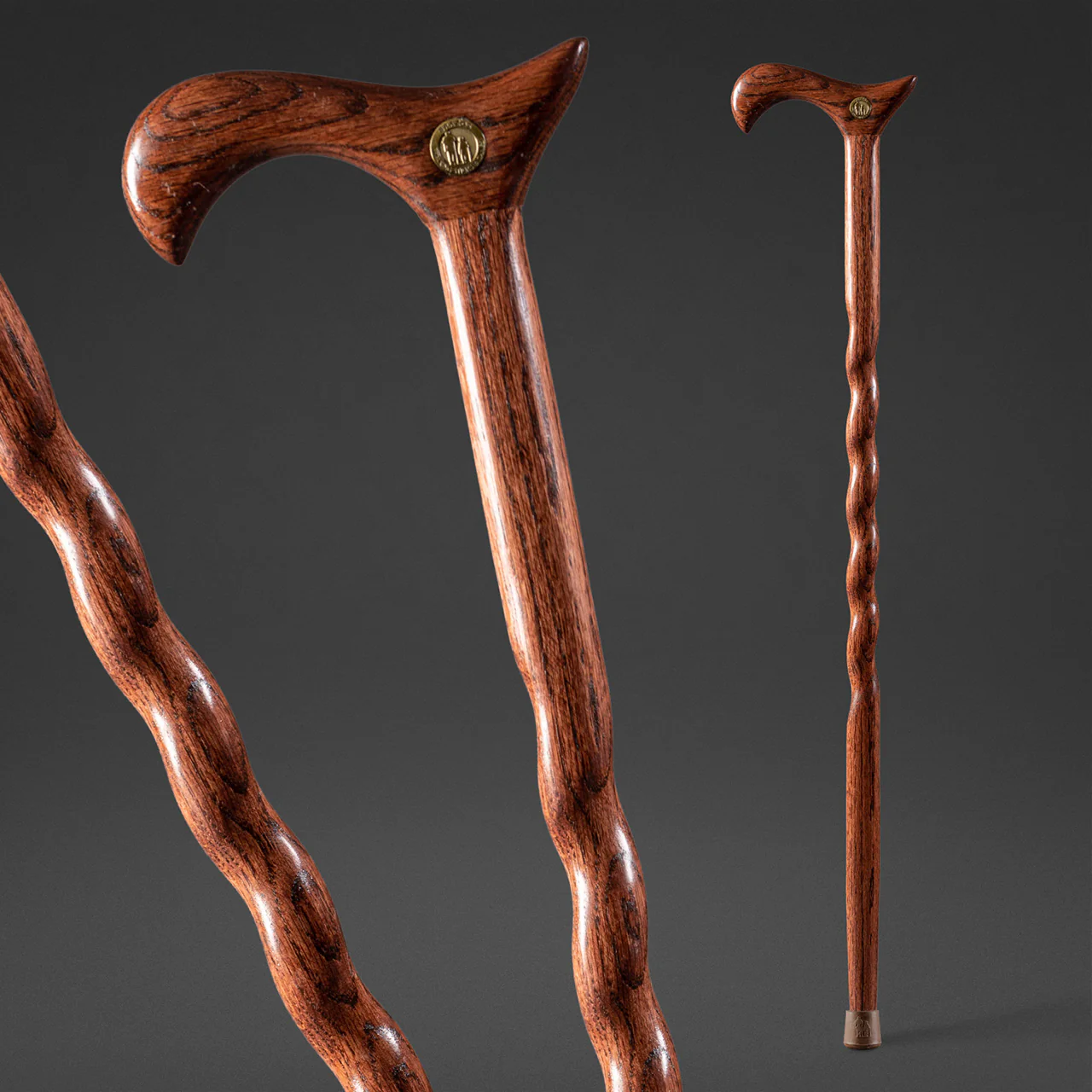 Twisted Oak Derby Handcrafted Walking Cane - Image 3