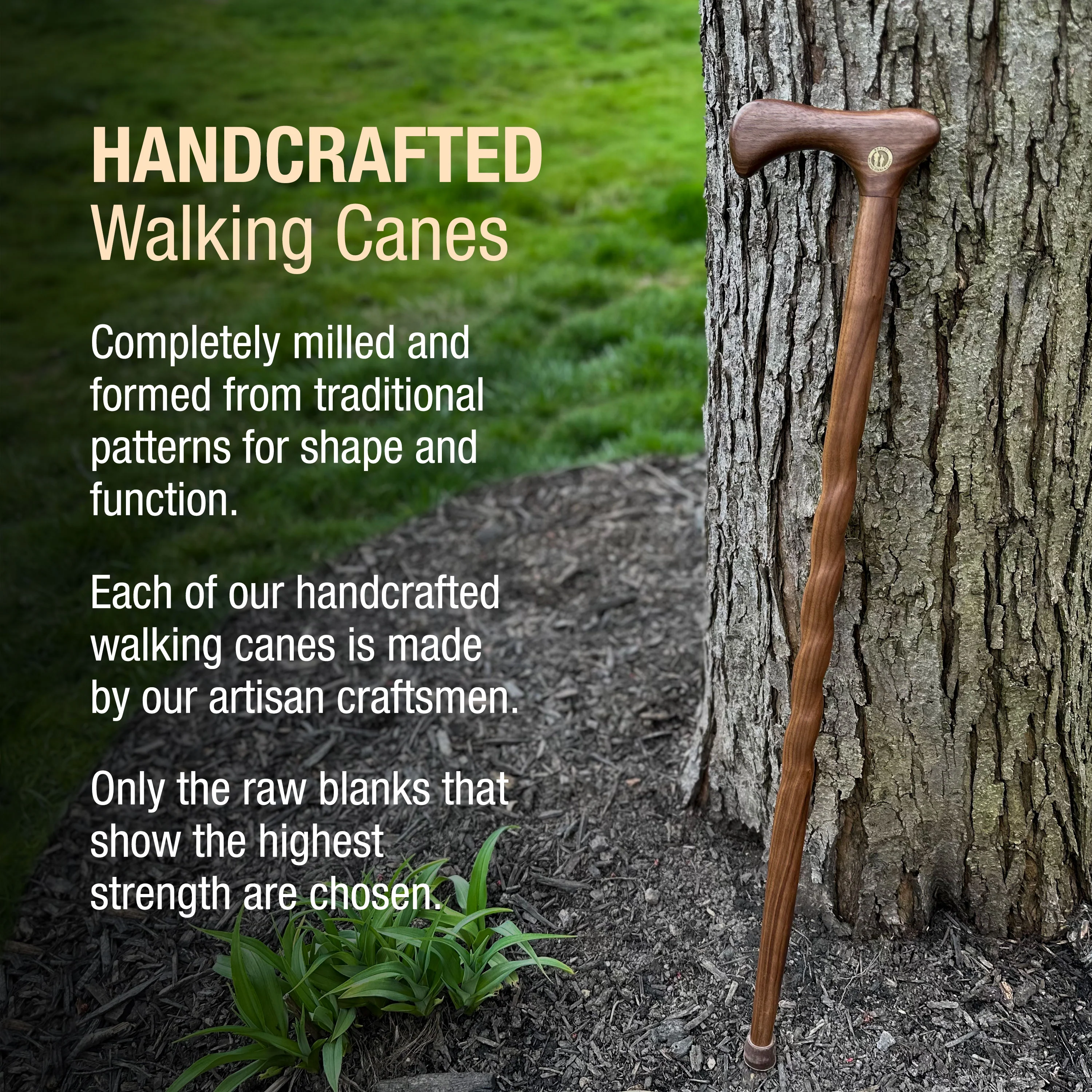 Twisted Walnut Traditional Handcrafted Walking Cane 37" - Image 4